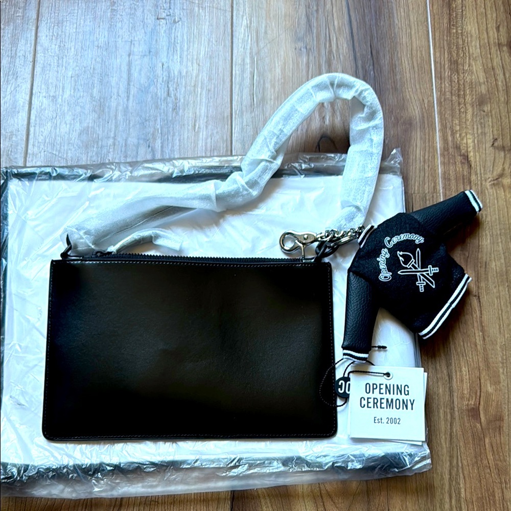Opening Ceremony black leather Clutch new with tags